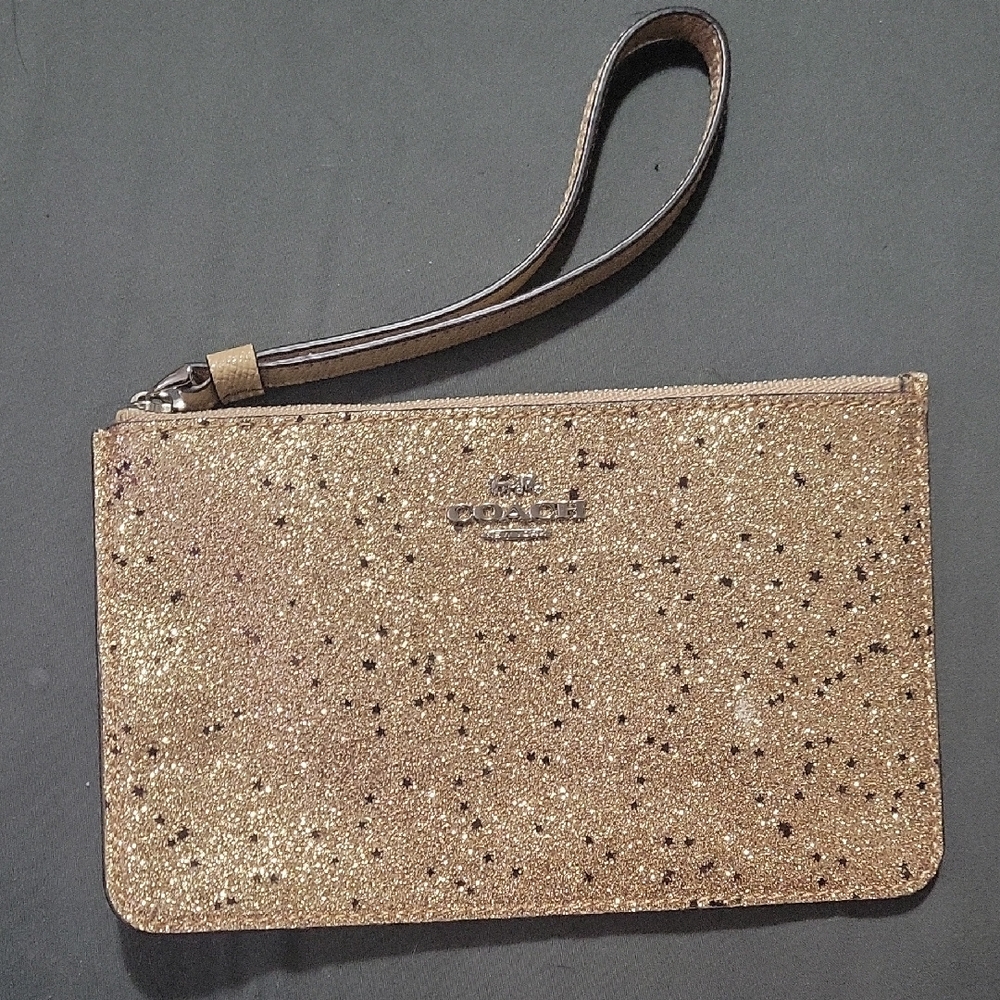 Coach Gold Glitter Wristlet